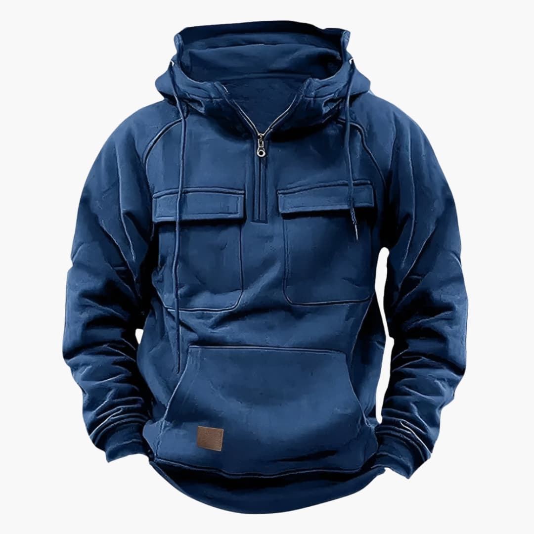 Herren Halb-Zip Kapuzenpullover mit Brusttaschen