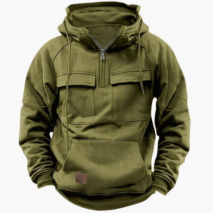 Herren Halb-Zip Kapuzenpullover mit Brusttaschen