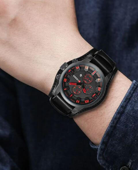 Herren Uhr Chronograph Leder