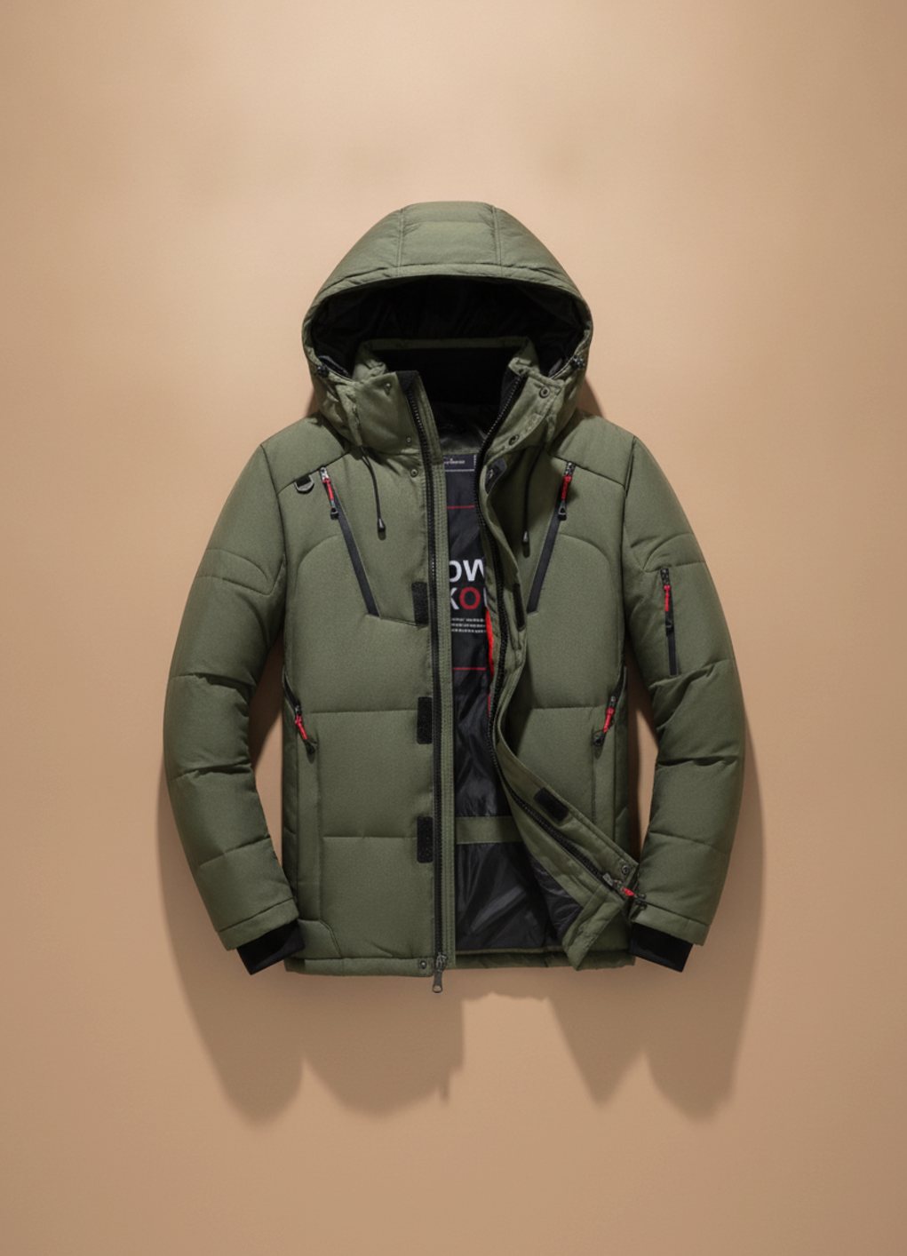 Herren Winterjacke Gefütterte Kapuzenjacke Winddicht Warme Outdoorjacke
