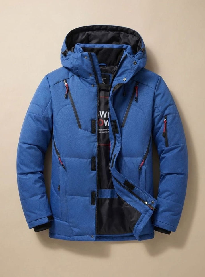 Herren Winterjacke Gefütterte Kapuzenjacke Winddicht Warme Outdoorjacke