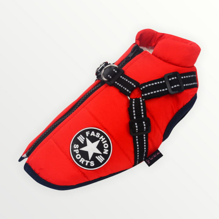 Hundejacke mit integriertem Geschirr, winddicht und wasserabweisend, reflektierend