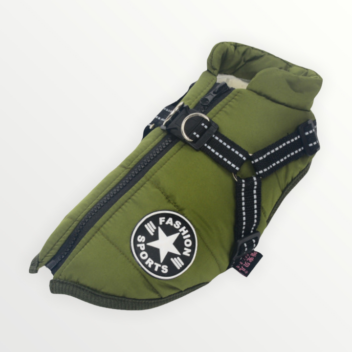 Hundejacke mit integriertem Geschirr, winddicht und wasserabweisend, reflektierend