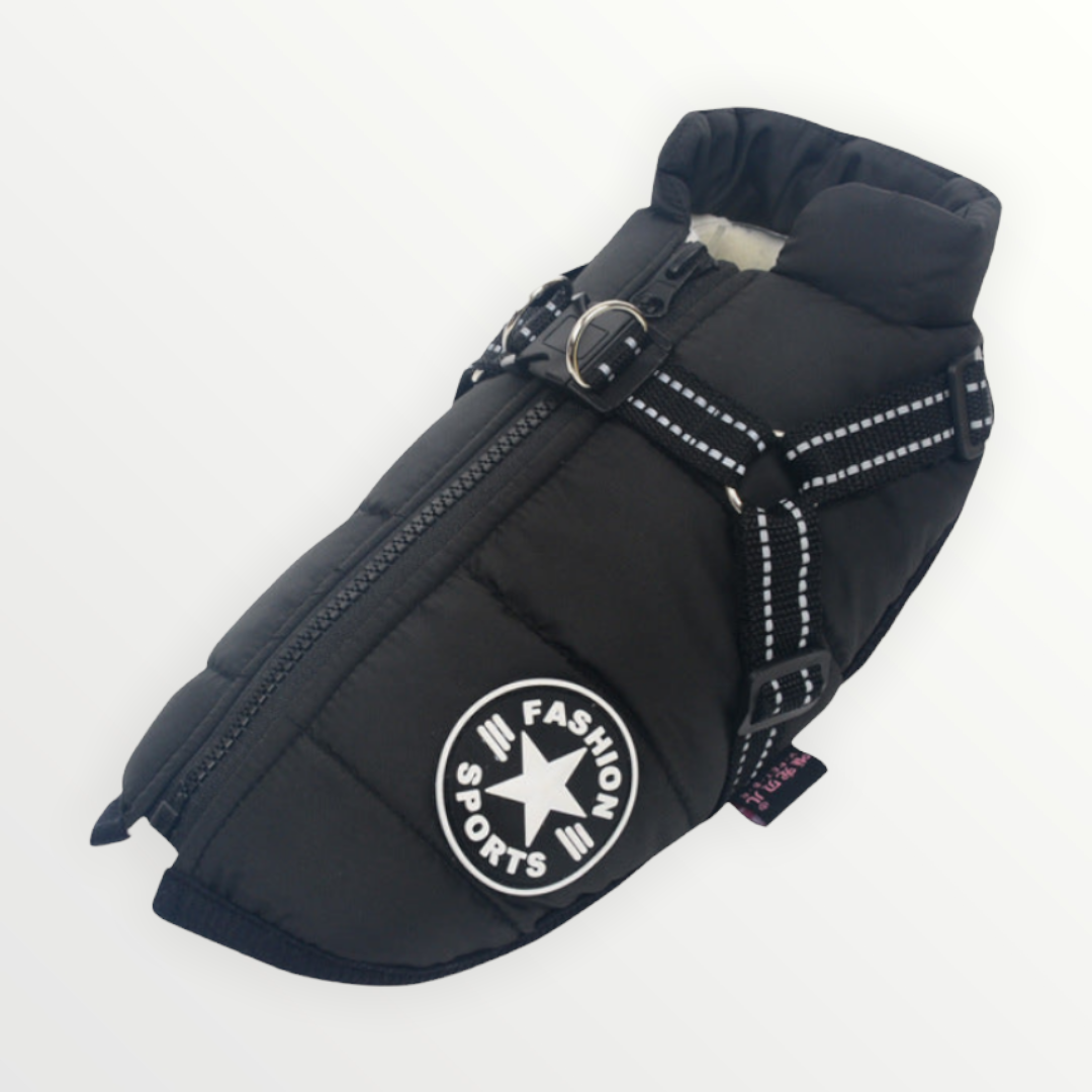 Hundejacke mit integriertem Geschirr, winddicht und wasserabweisend, reflektierend