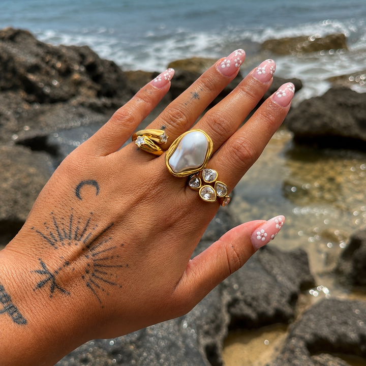 Sternring – verstellbarer goldener Wickelring mit Stern