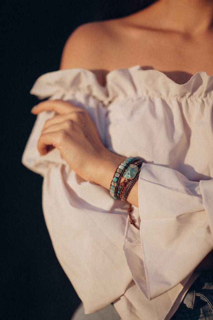 Türkis Wickelarmband für beruhigende Energie - Elara