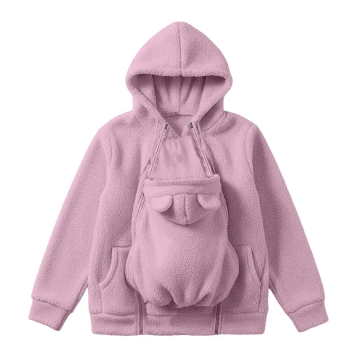 Kuscheliger Fleece-Kapuzenpullover zum Babytragen mit Fronttasche