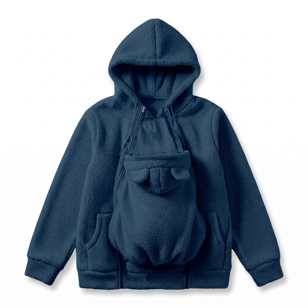 Kuscheliger Fleece-Kapuzenpullover zum Babytragen mit Fronttasche