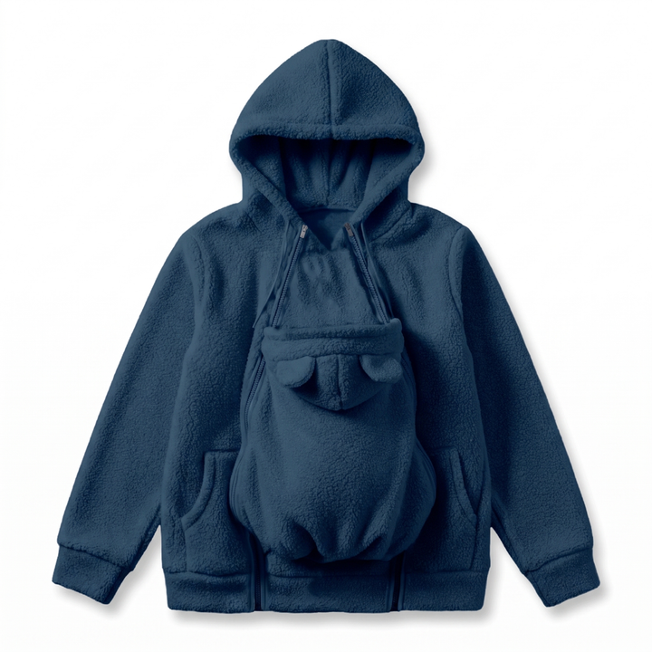 Kuscheliger Fleece-Kapuzenpullover zum Babytragen mit Fronttasche
