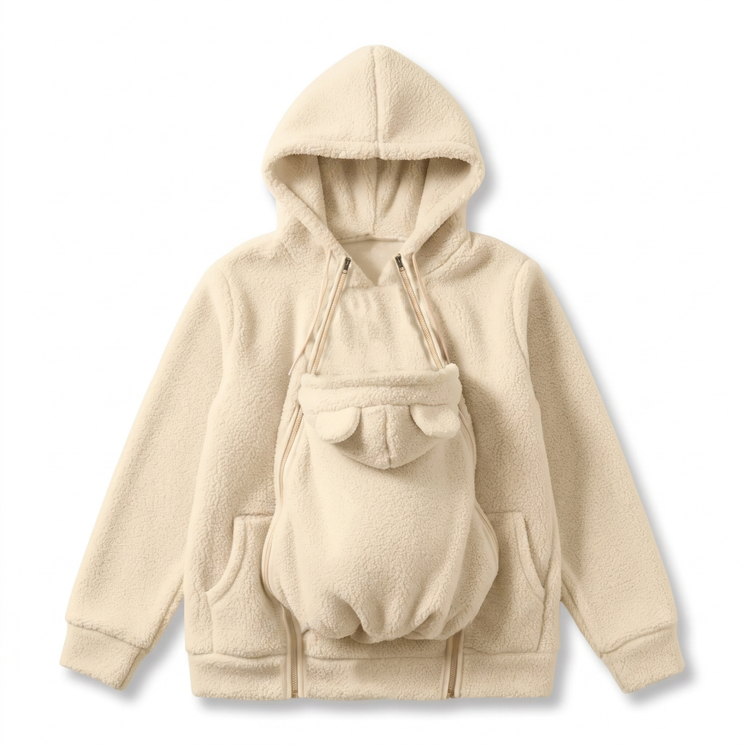 Kuscheliger Fleece-Kapuzenpullover zum Babytragen mit Fronttasche