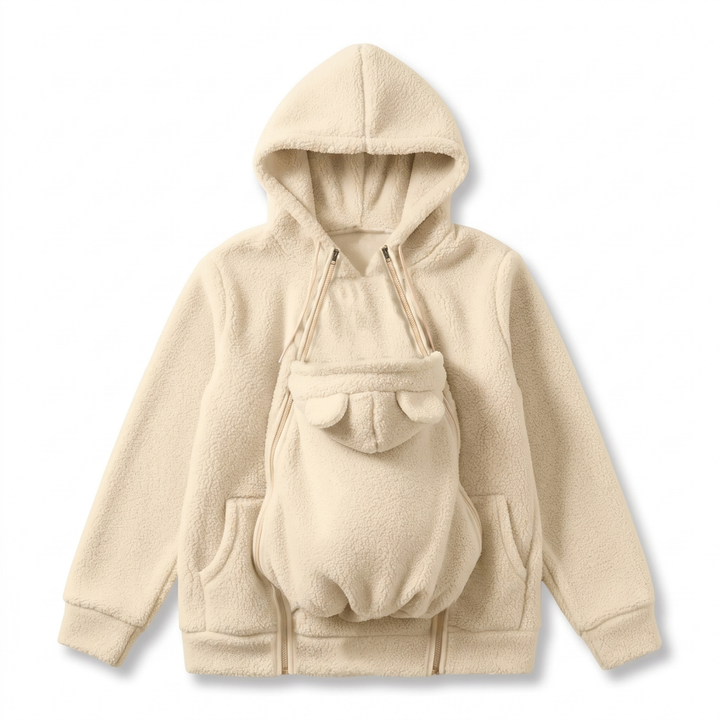 Kuscheliger Fleece-Kapuzenpullover zum Babytragen mit Fronttasche