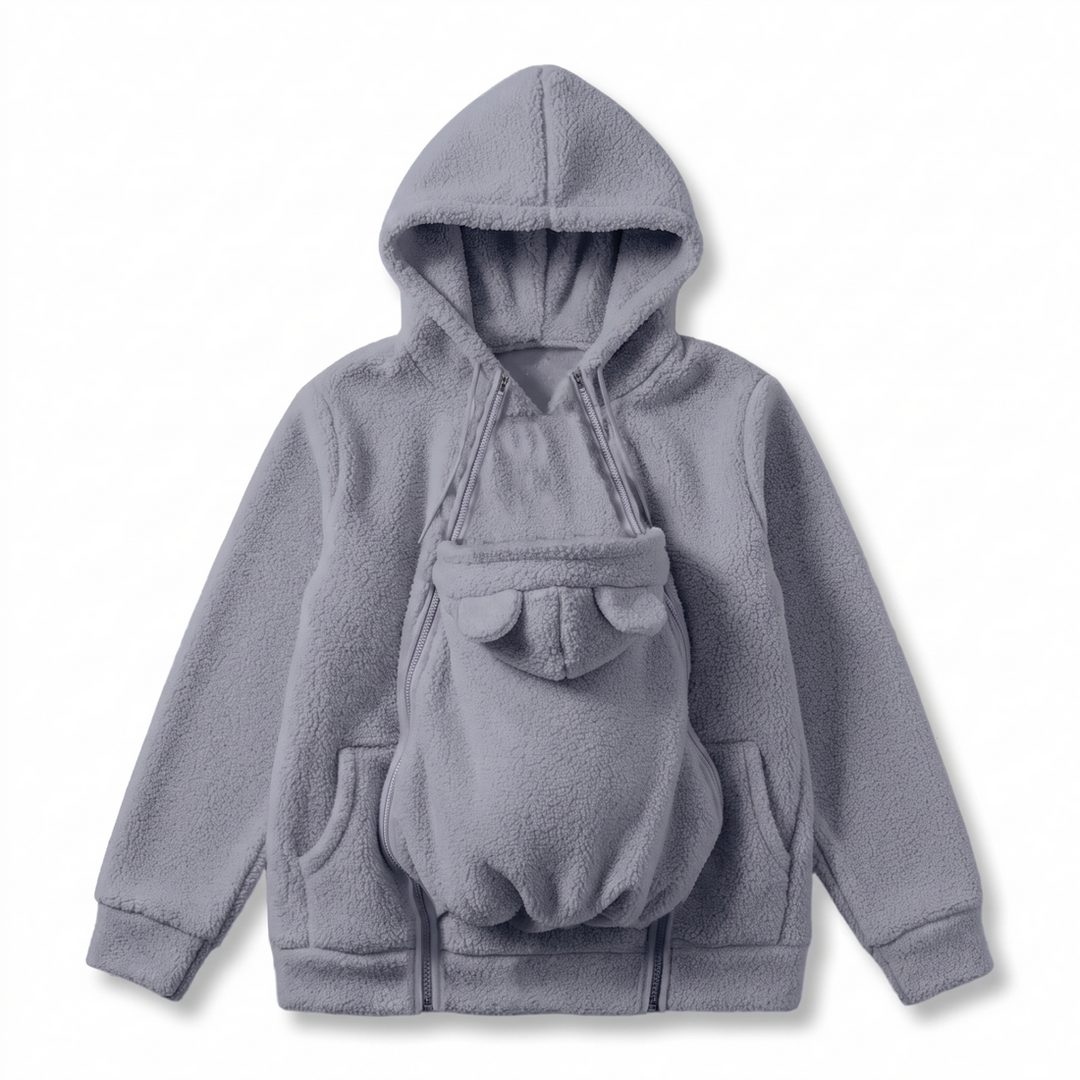 Kuscheliger Fleece-Kapuzenpullover zum Babytragen mit Fronttasche