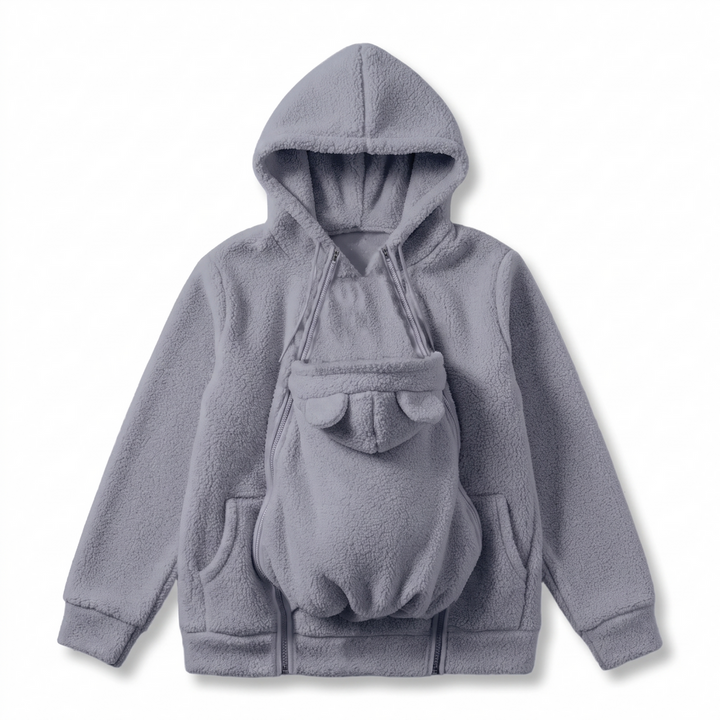 Kuscheliger Fleece-Kapuzenpullover zum Babytragen mit Fronttasche