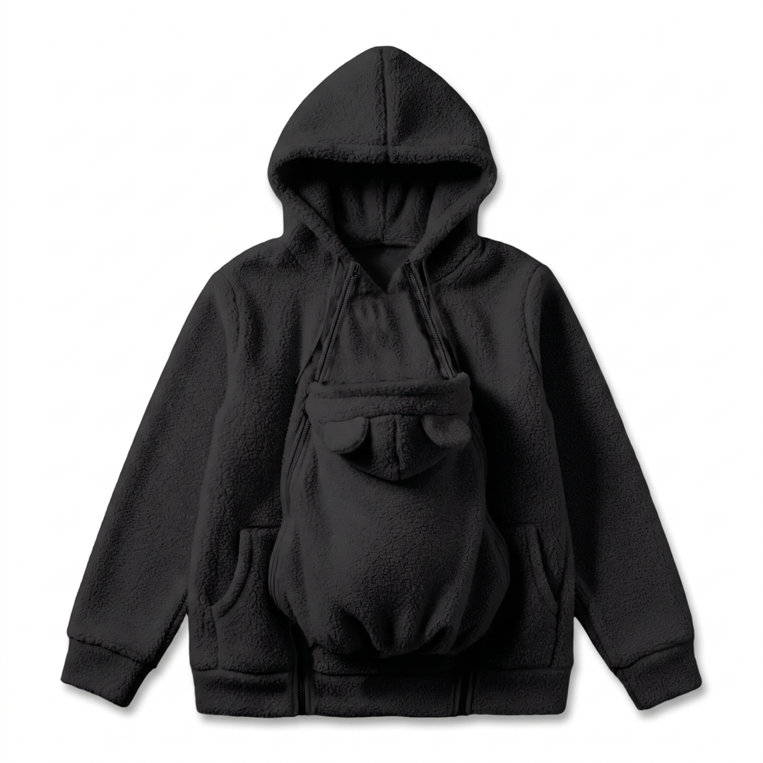 Kuscheliger Fleece-Kapuzenpullover zum Babytragen mit Fronttasche