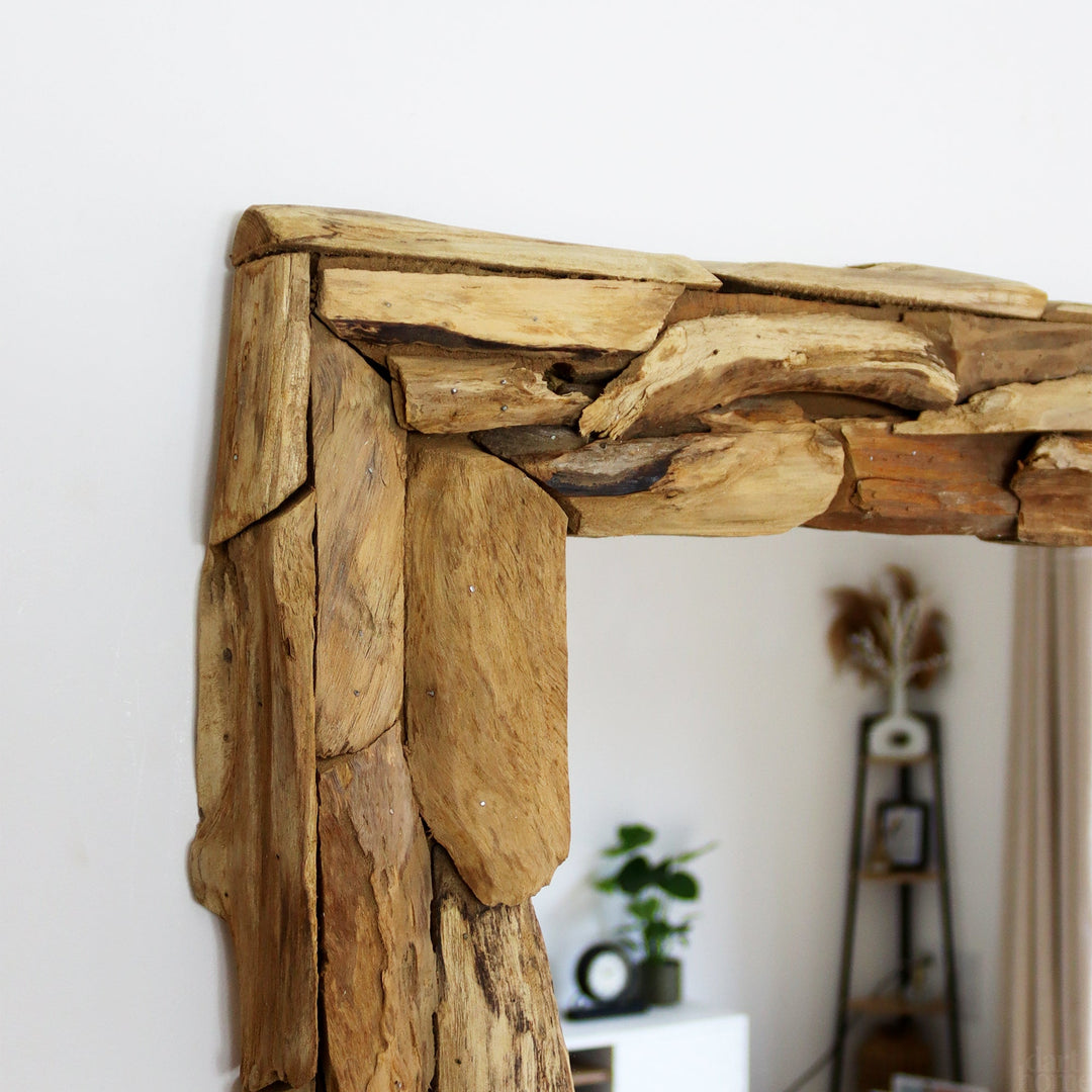 Rechteckiger Wandspiegel aus Recycled Teakholz