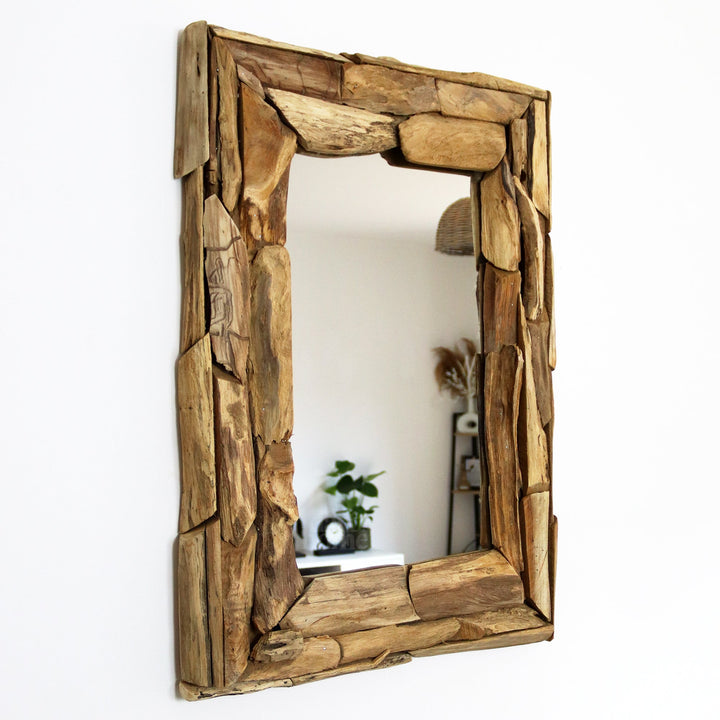 Rechteckiger Wandspiegel aus Recycled Teakholz