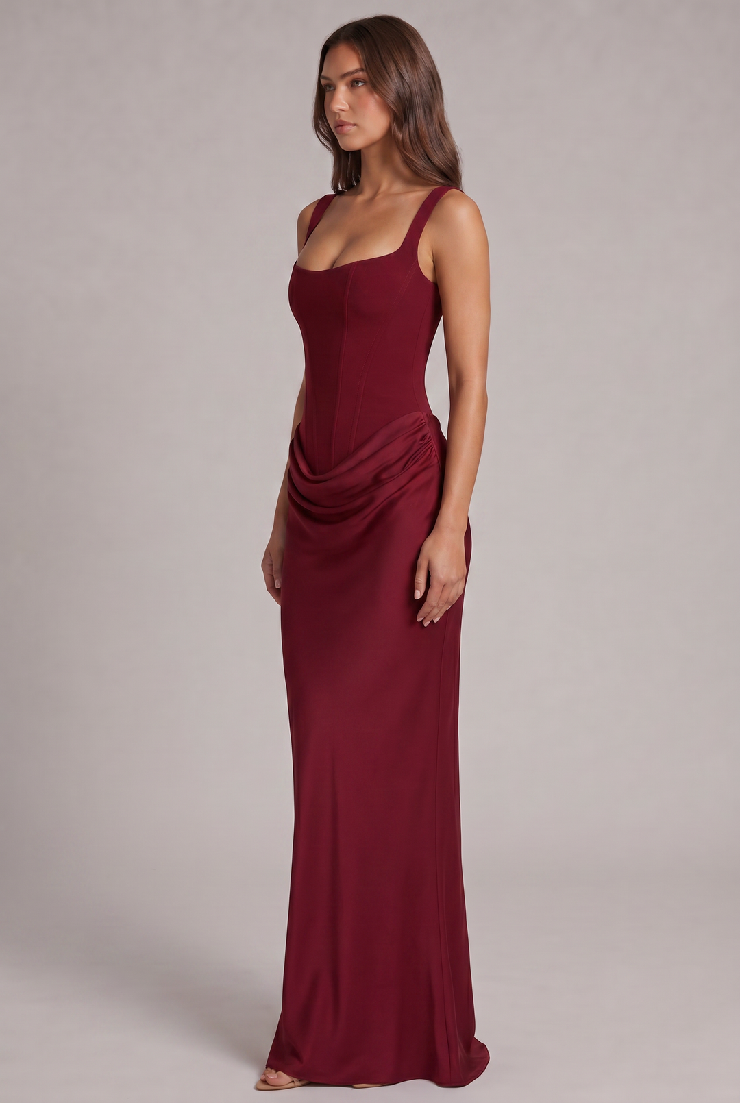 Maxikleid mit strukturiertem Korsett-Oberteil und quadratischem Ausschnitt