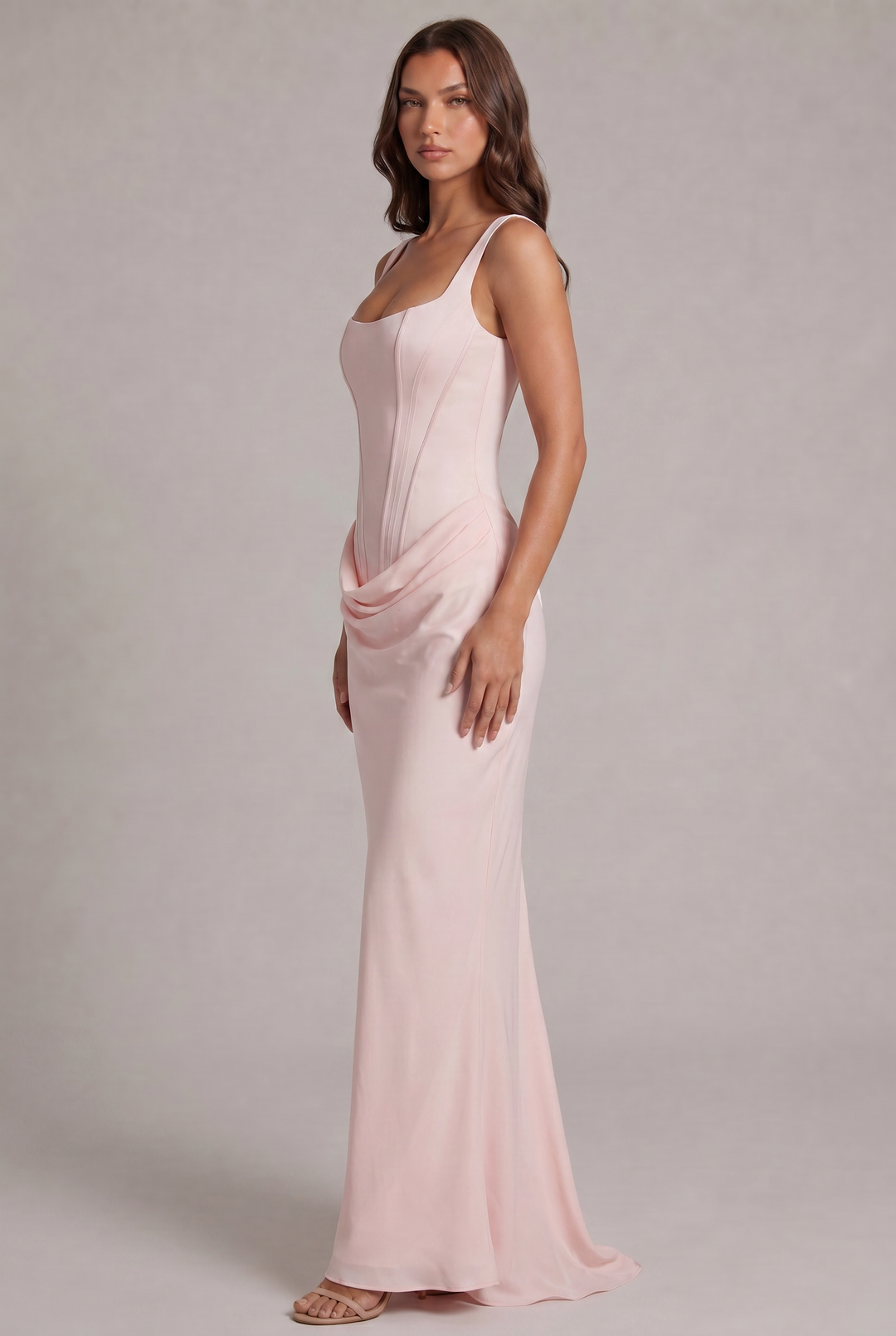 Maxikleid mit strukturiertem Korsett-Oberteil und quadratischem Ausschnitt