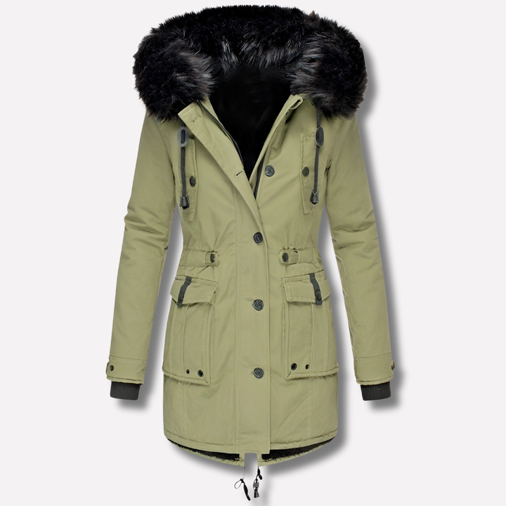 Damen Parka-Jacke mit Kapuze und Klapptaschen