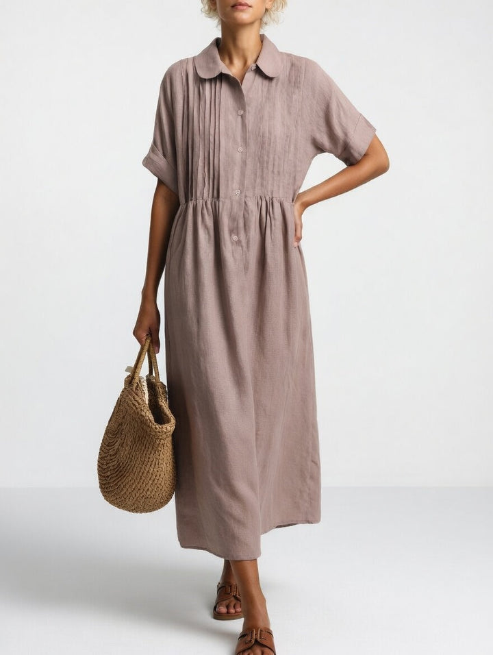 Lässiges Maxi-Hemdkleid aus Baumwolle mit Knopfleiste und kurzen Ärmeln