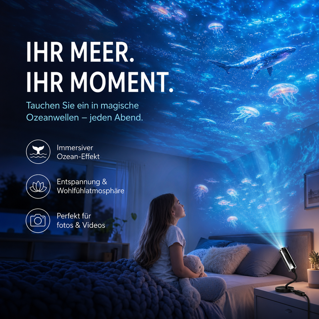 LED Galaxie Sternenprojektor mit 10 Folien und flexiblem USB-Arm