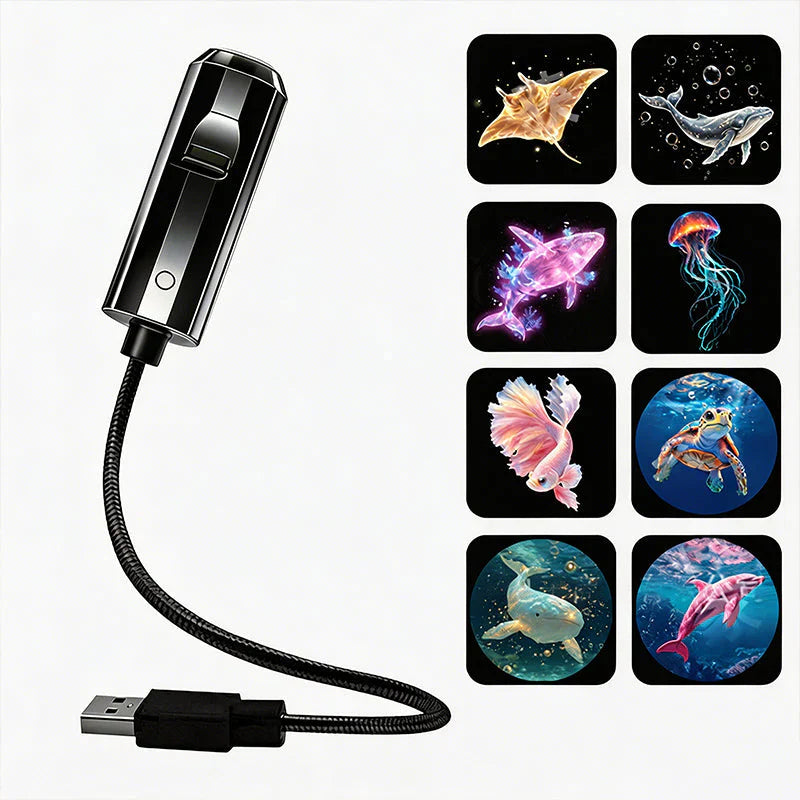 LED Galaxie Sternenprojektor mit 10 Folien und flexiblem USB-Arm