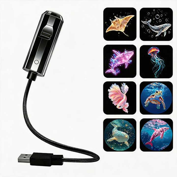 LED Galaxie Sternenprojektor mit 10 Folien und flexiblem USB-Arm