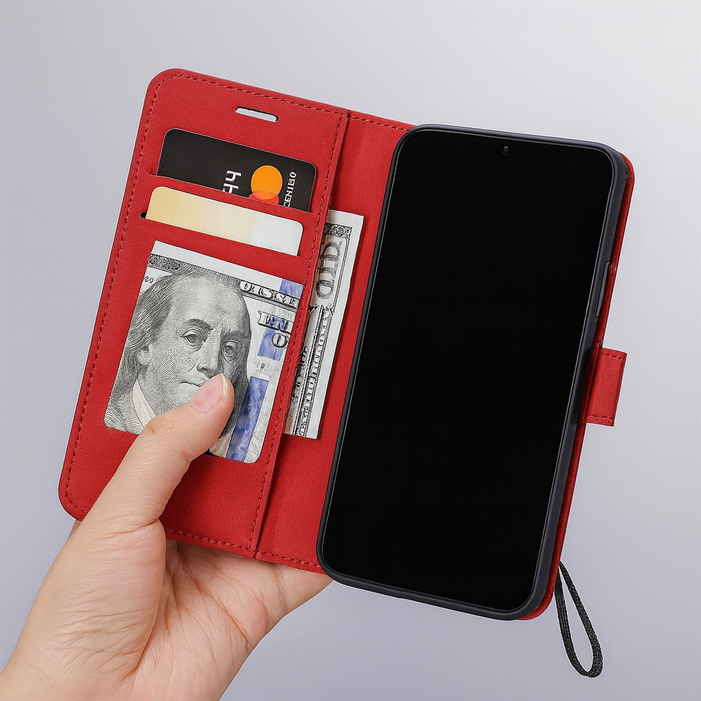 Klappbare Lederhülle für Smartphone