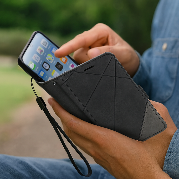 Klappbare Lederhülle für Smartphone