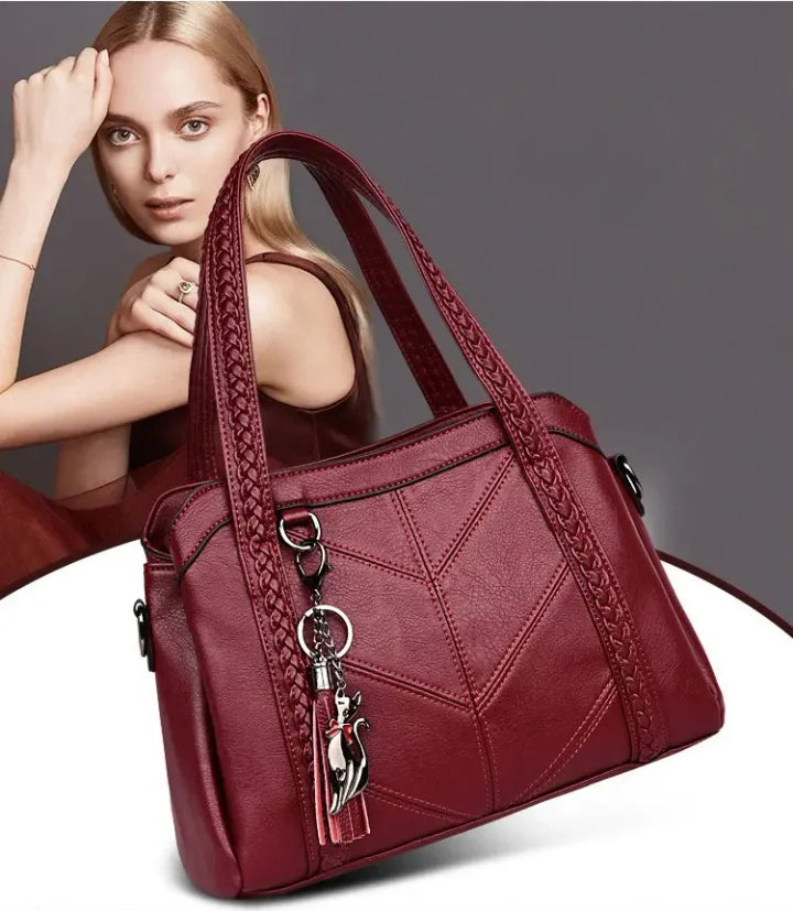 Lederhandtasche | Geräumiger und gut organisierter Shopper für Damen