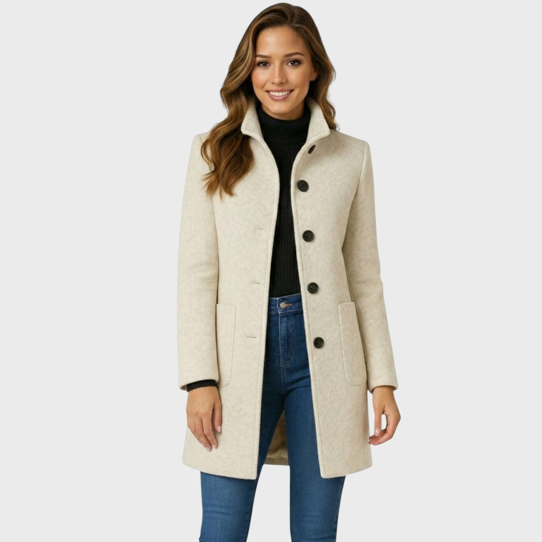 Taillierter Damenmantel mit Knopfverschluss – Eleganter Stil