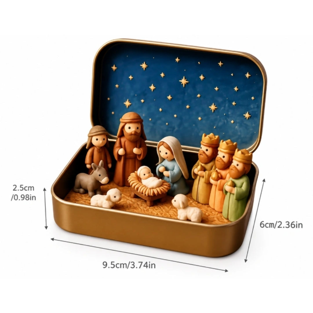 Weihnachtskrippe in einer stilvollen Aufbewahrungsbox
