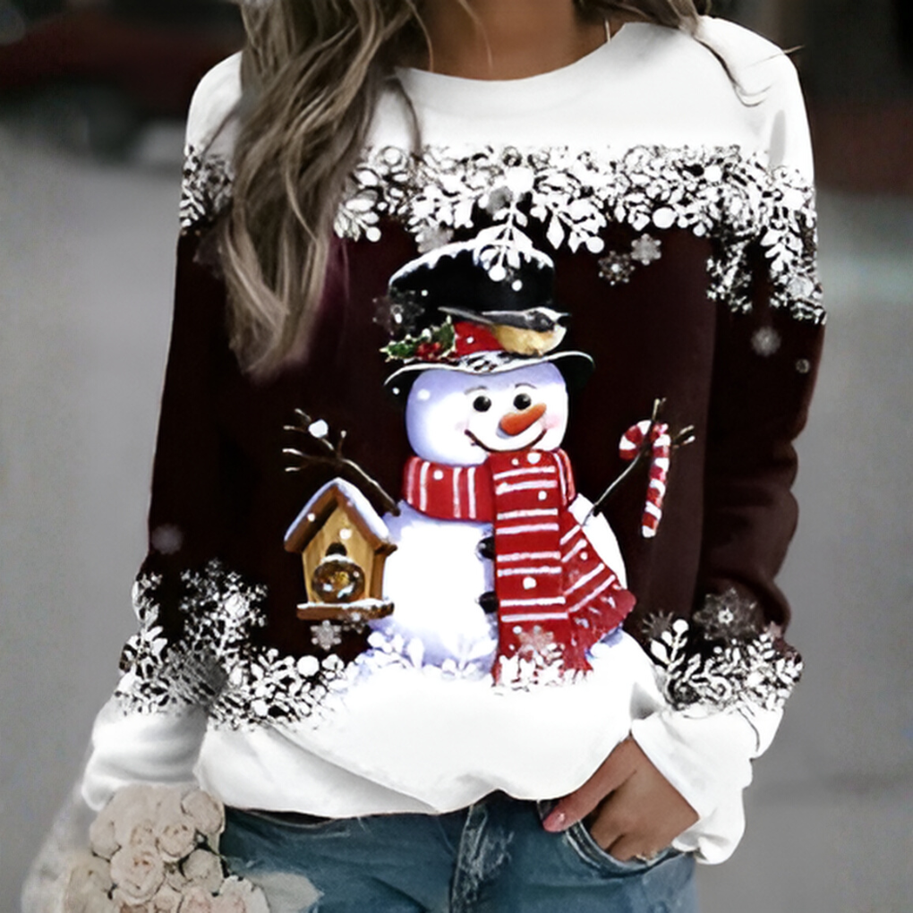 Weihnachts-Sweatshirt für Damen mit Schneeflockenprint