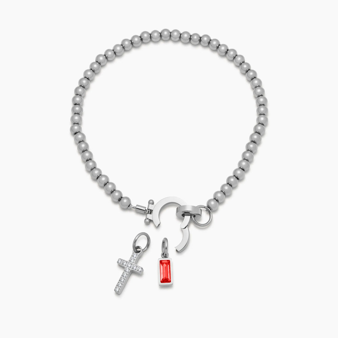 Nova-Perlen-Geburtssteinarmband mit Kreuzanhänger