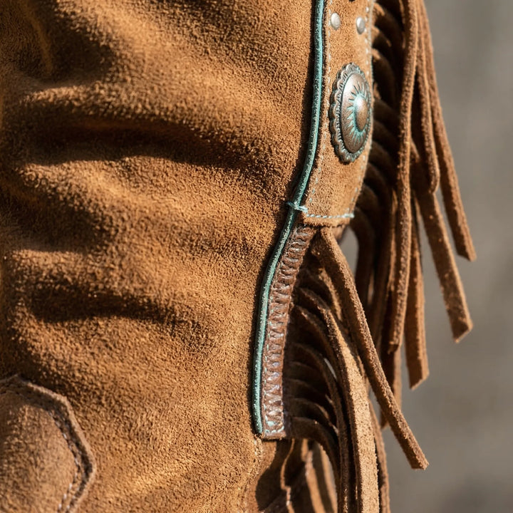 Halbhohe Westernstiefel mit Fransen - Caroline