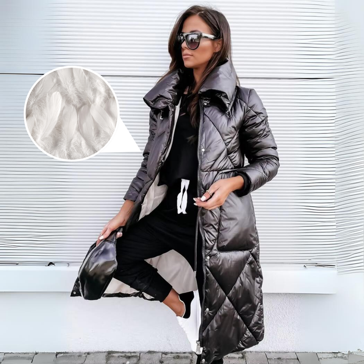 Elora Lange winterjacke mit Daunenfüllung für Frauen - Winddicht & wasserabweisend