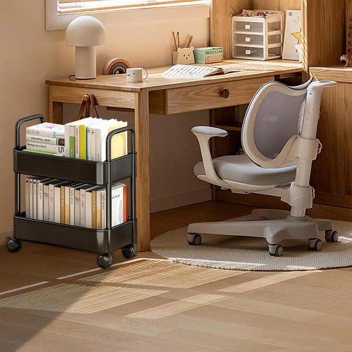 BookRacer – Mobiler Bücherwagen mit 2 Ablagen