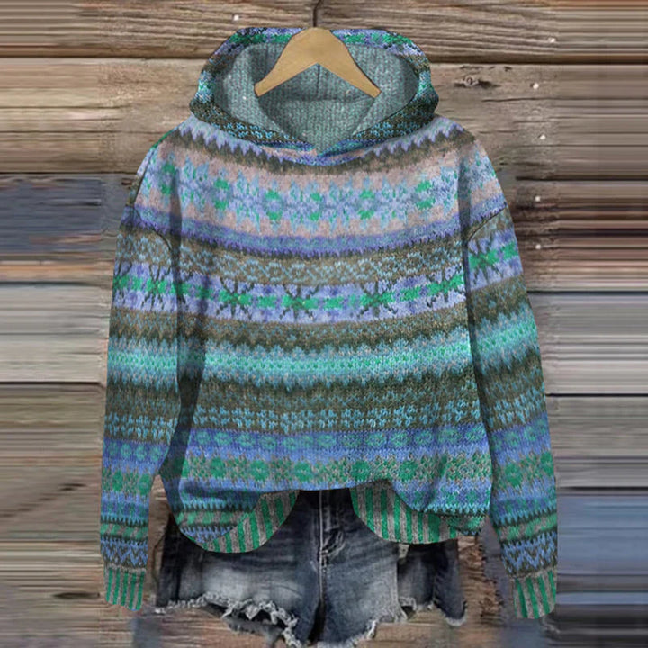 Damen Vintage Fair Isle Hoodie
