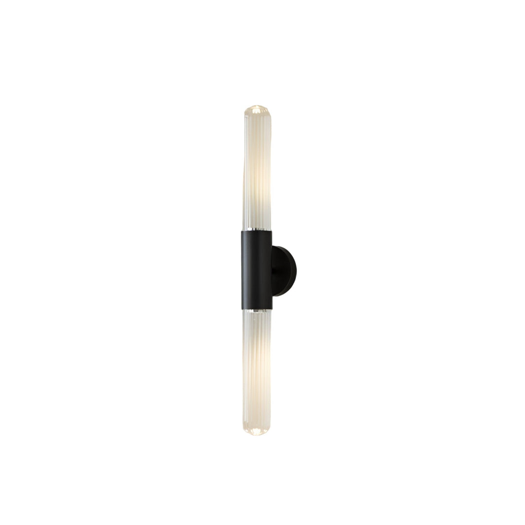 Nordische Wandleuchte aus Wasserwellenglas in Messing mit 1 LED-Licht