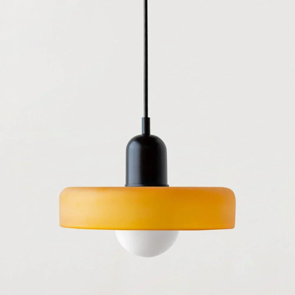 Bauhaus Buntglas-Pendelleuchte