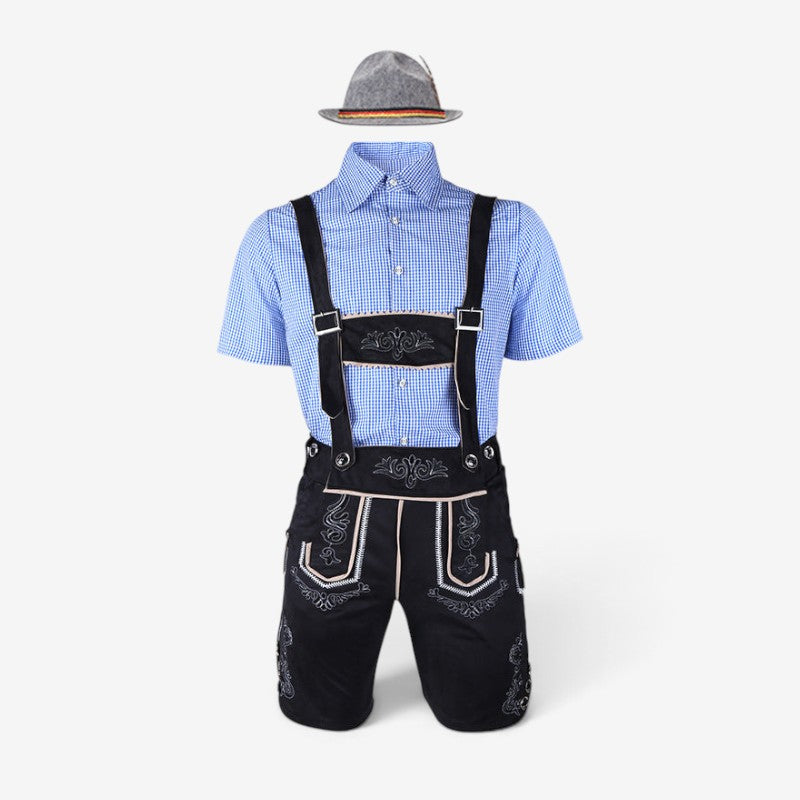 Bayerisches Herren-Kostümset mit Lederhose und Hemd