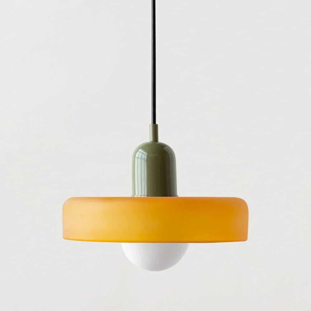 Bauhaus Buntglas-Pendelleuchte