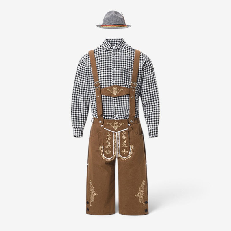 Bayerisches Herren-Kostümset mit Lederhose und Hemd