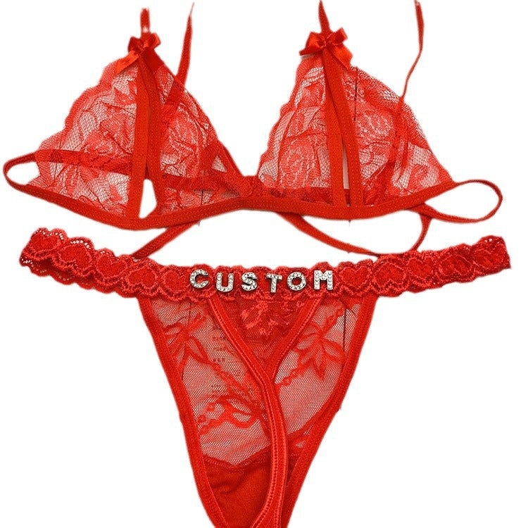LaceFlair personalisierte Spitzen‑Dessous mit Kristallbuchstaben