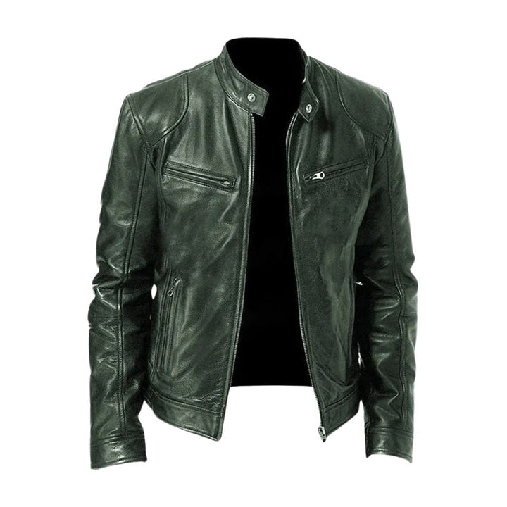 Klassische Lederjacke mit Stehkragen für Männer