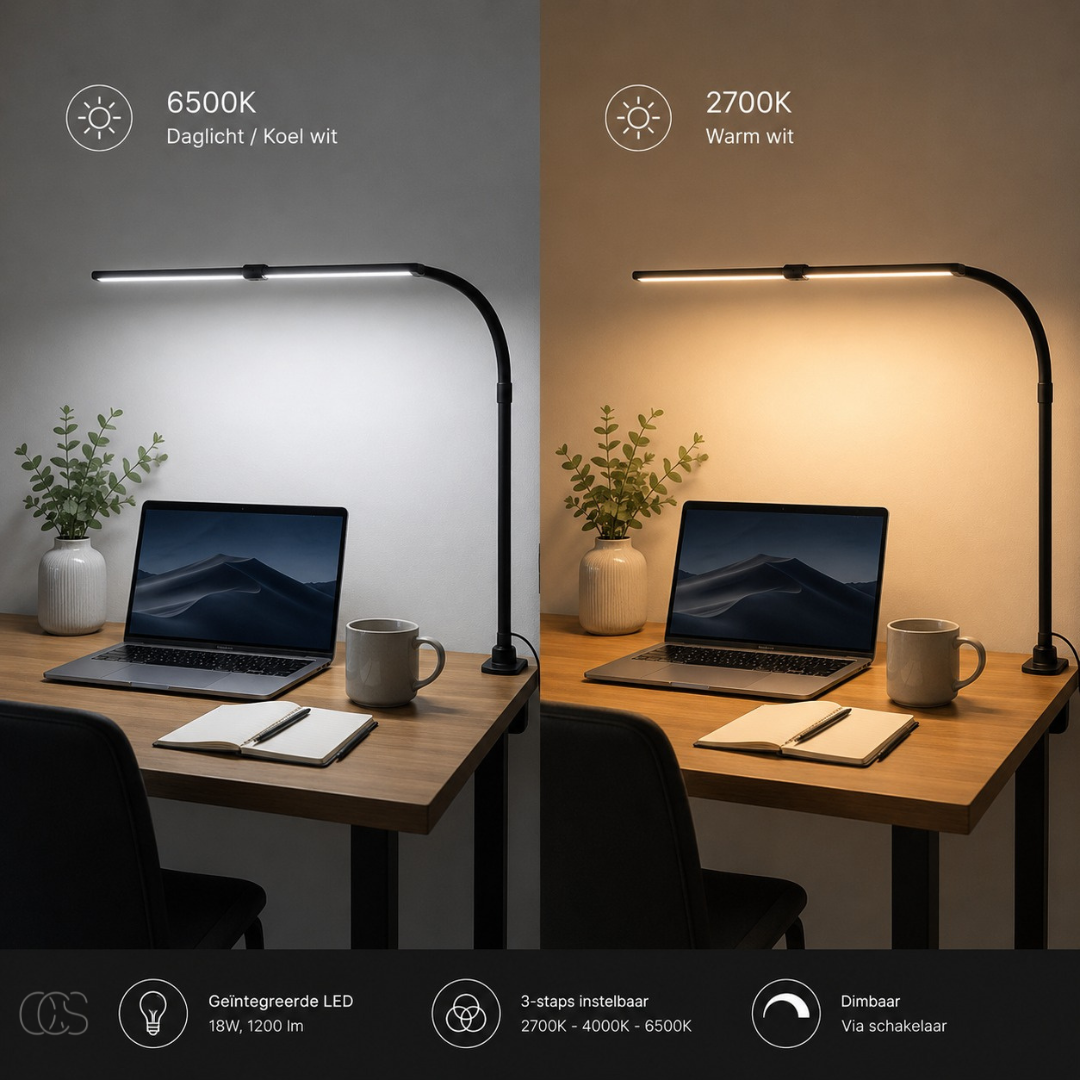 Dimmbare Schreibtischlampe - 3 Lichtfarben & verstellbares Design