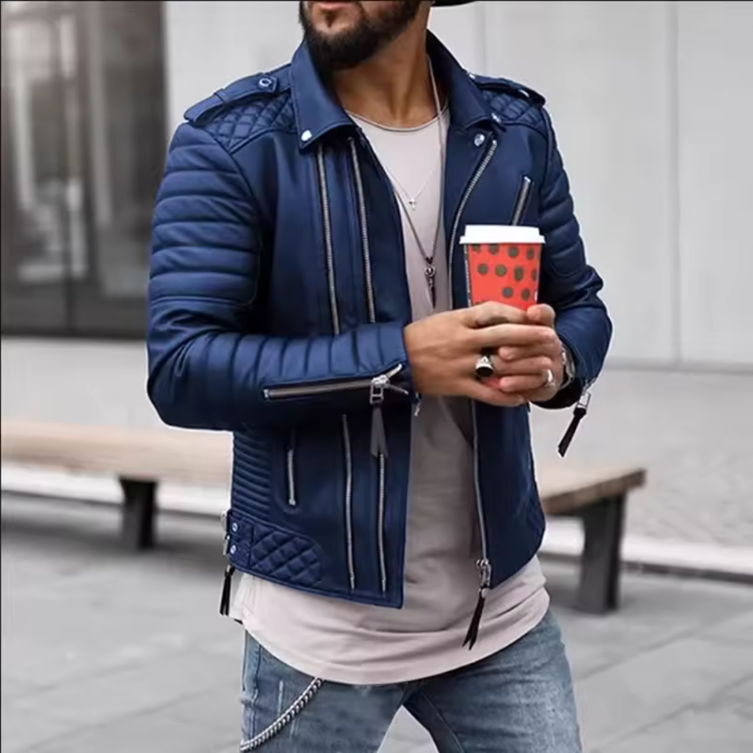Zeitlose und robuste Herren-Lederjacke
