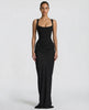 Korsett-Maxikleid mit drapiertem Rock und Schnürung am Rücken