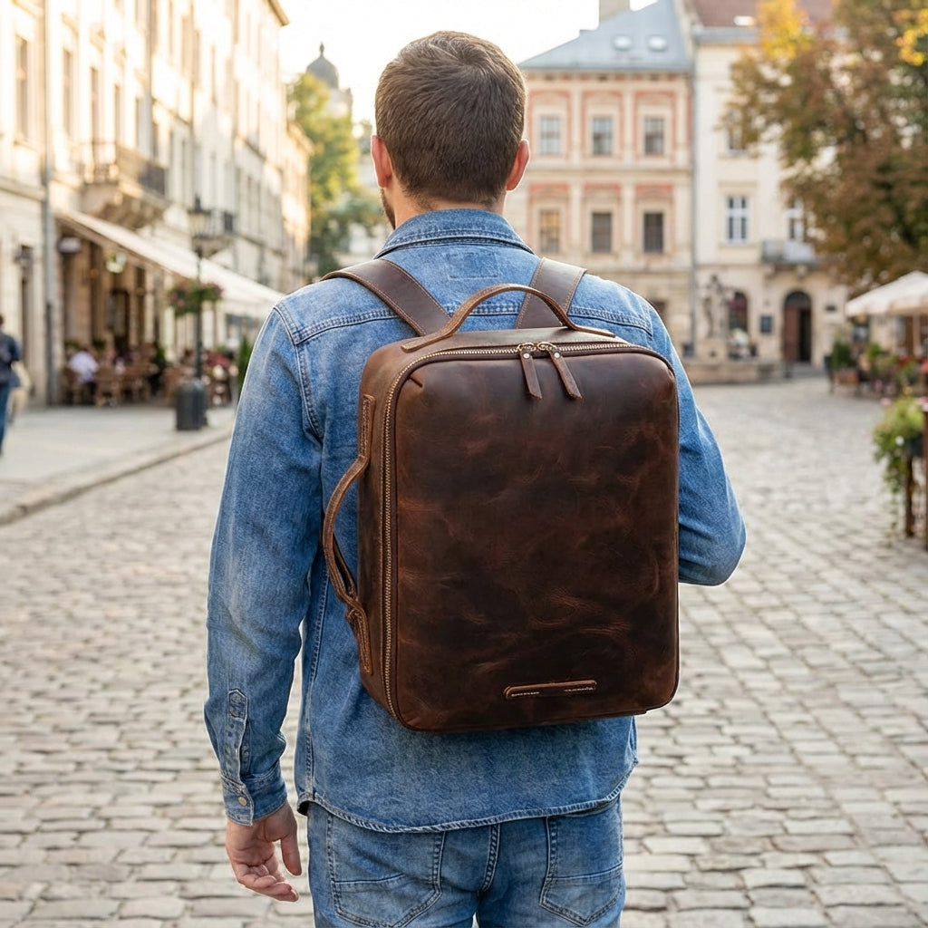 Premium Crazy-Horse-Leder-Rucksack - Lockfield