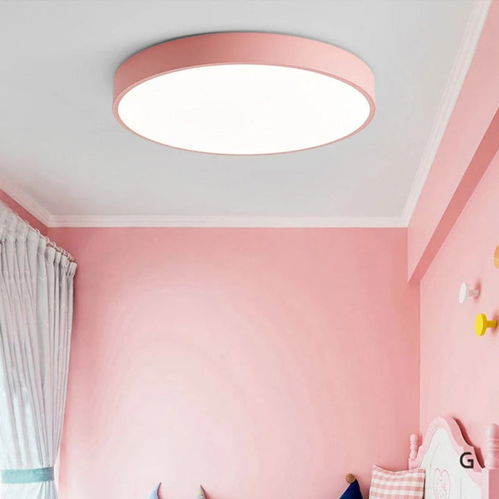 Runde Nordic-Macaron-Deckenlampe aus Holz